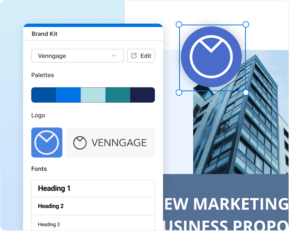 A design open in the Venngage editor with a comment thread open.